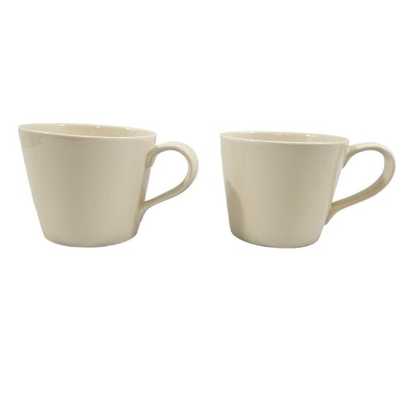 Crate & Barrel B. Eigen MARGO Ivory Flat Bottom 12 Oz Ceramic Mugs - Set of 2 - Picture 3 of 16
